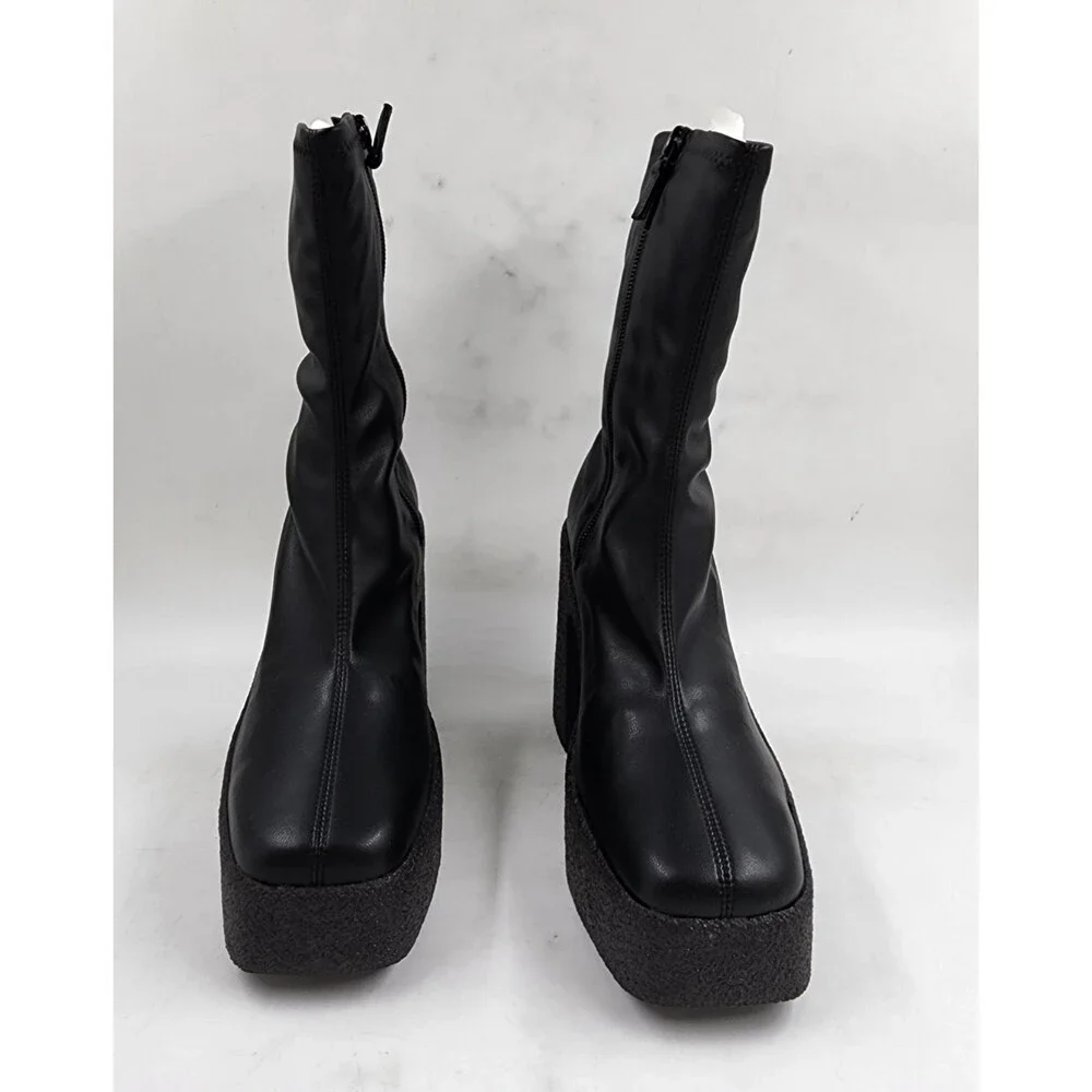 Stella McCartney Skyla Stretch Chunky Ankle Boots Women's Black Side Zip Closure - Picture 2 of 15